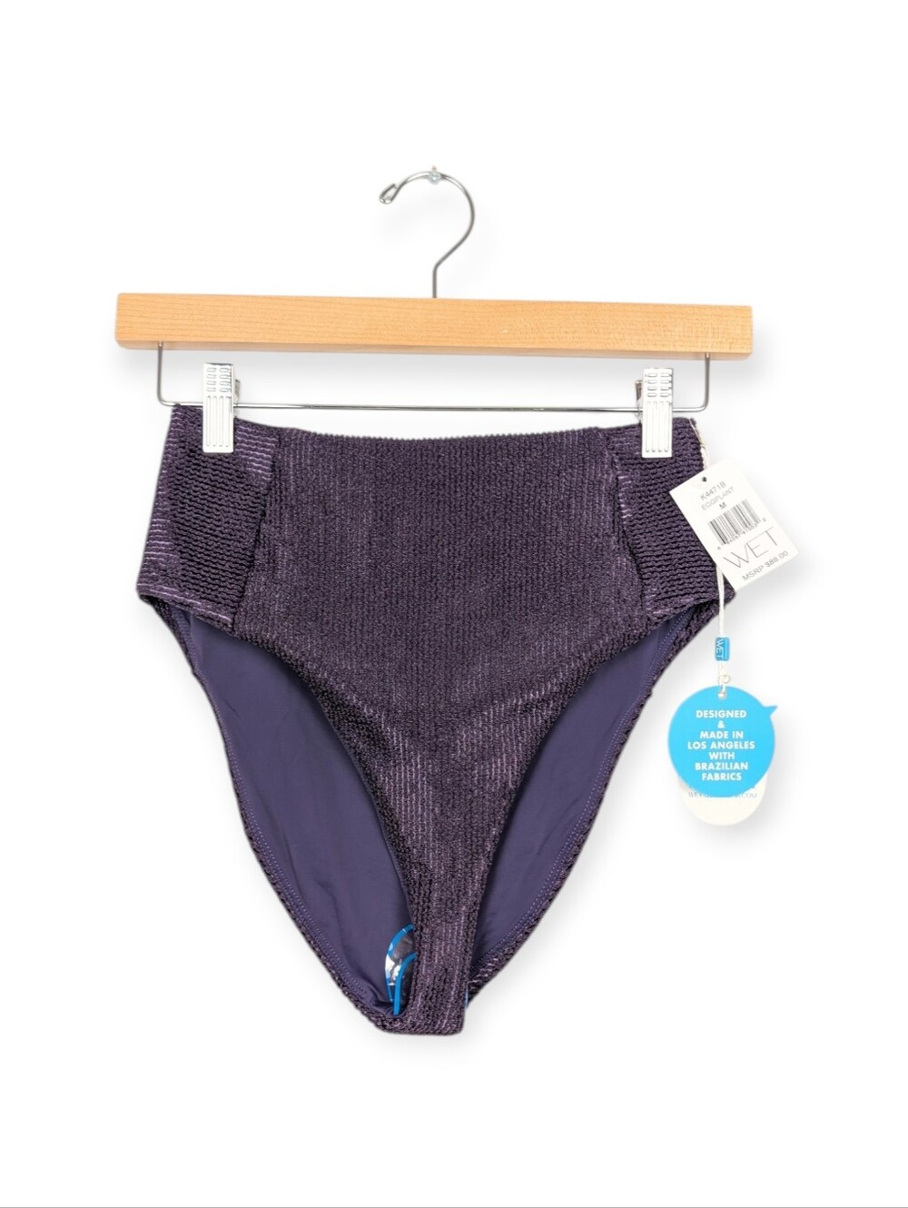 WET Swimwear Bikini Bottom M Eggplant Purple High Waist Swim Bottom NWT